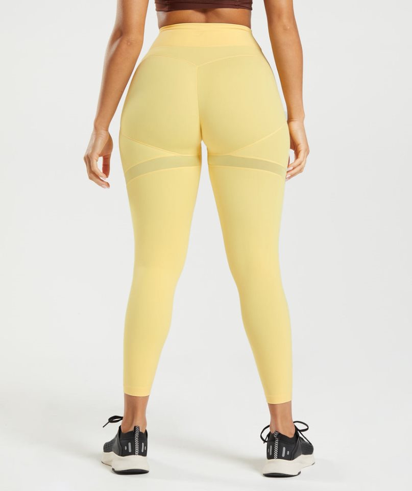 Women's Gymshark Whitney Mesh Leggings Yellow | NZ 6NPDOB